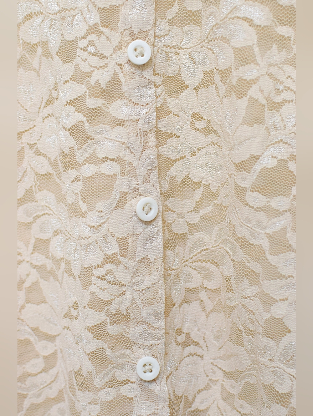 Anthropologie Lace Cardigan Top Sheer Button Front Ivory Sz M Romantic Coquette - Picture 8 of 10